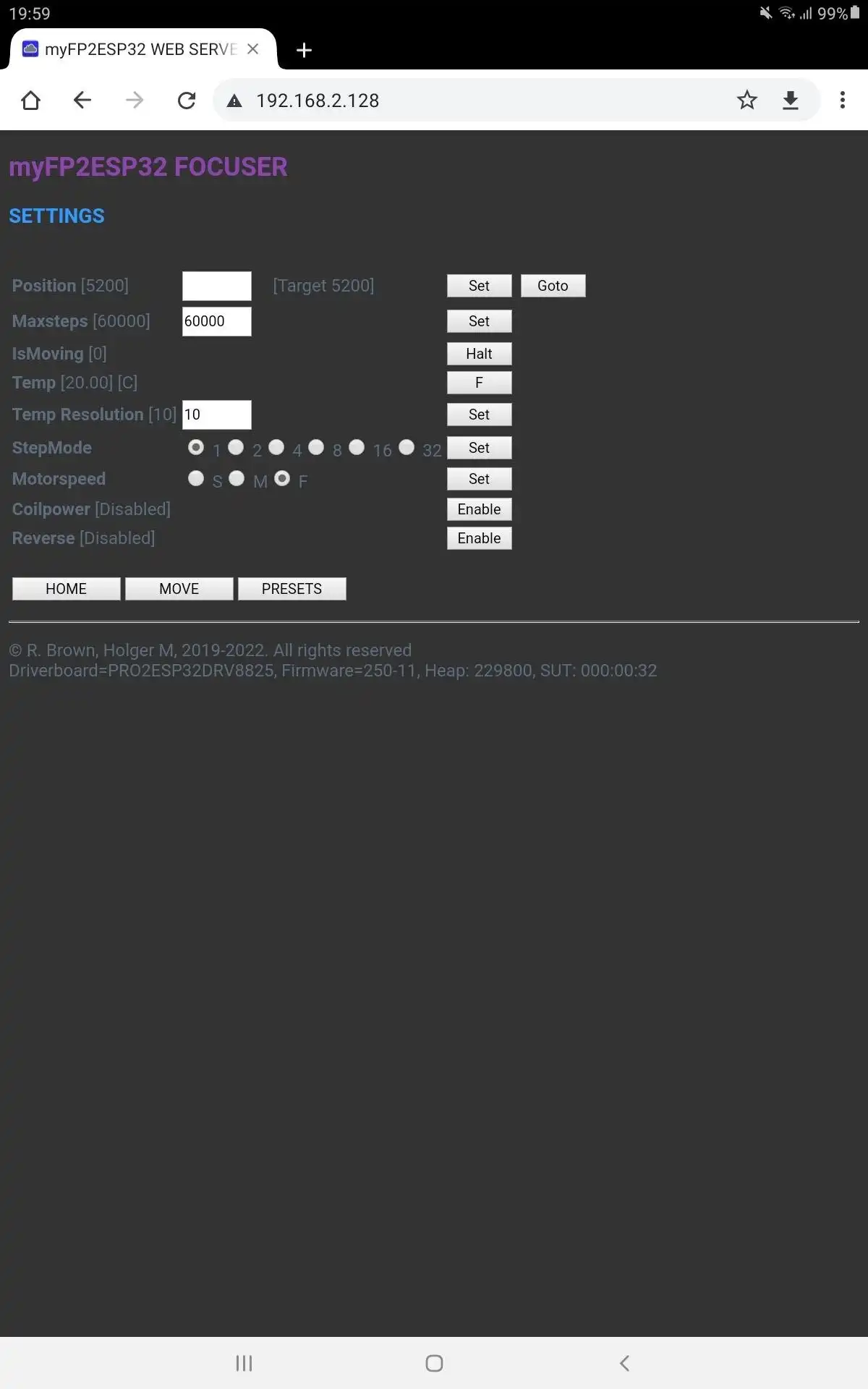 ดาวน์โหลดเครื่องมือเว็บหรือเว็บแอป myFP2ESP32 WiFi Focus Controller