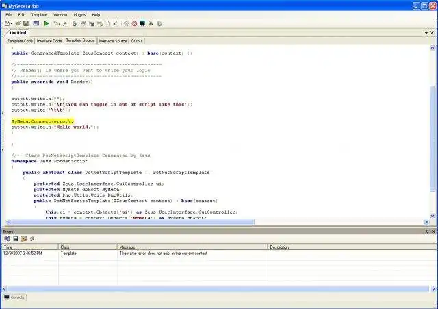 Download web tool or web app MyGeneration Code Generator