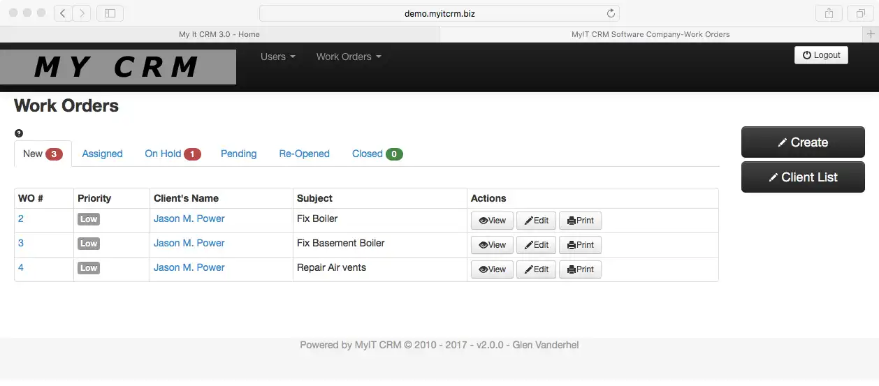 Download web tool or web app myitcrm3