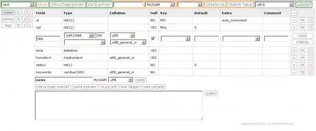 Download web tool or web app MyPHP - simple MySql admin