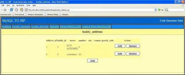 Download webtool of webapp MySQL2JSP