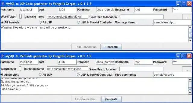 Web ツールまたは Web アプリ MySQL2JSP をダウンロードする