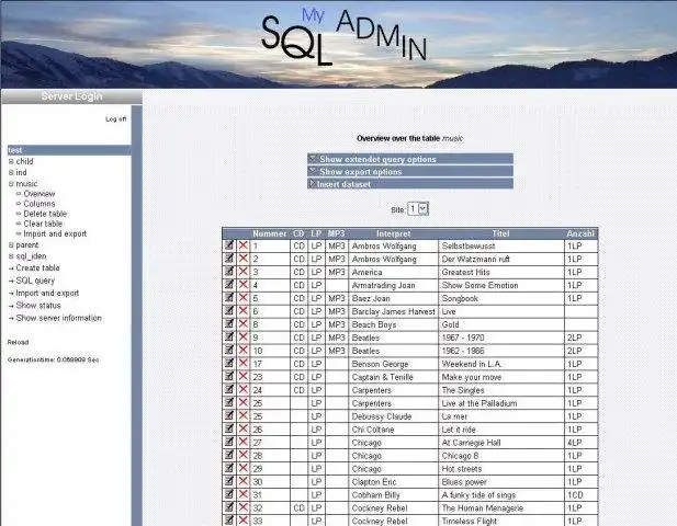 Mag-download ng web tool o web app MySQL-Admin