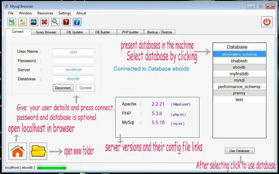 ওয়েব টুল বা ওয়েব অ্যাপ MySql ব্রাউজার ডাউনলোড করুন