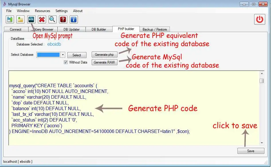 Download webtool of webapp MySql Browser