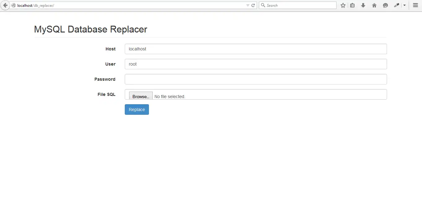 Download web tool or web app Mysql DB Importer Replacer