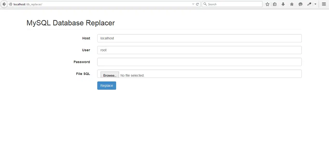 Download de webtool of webapp Mysql DB Importer Replacer