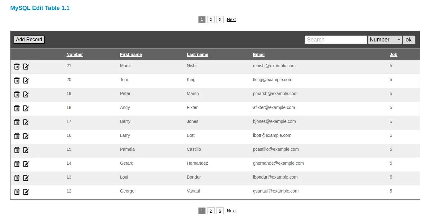 Завантажте веб-інструмент або веб-програму MySQL Edit Table