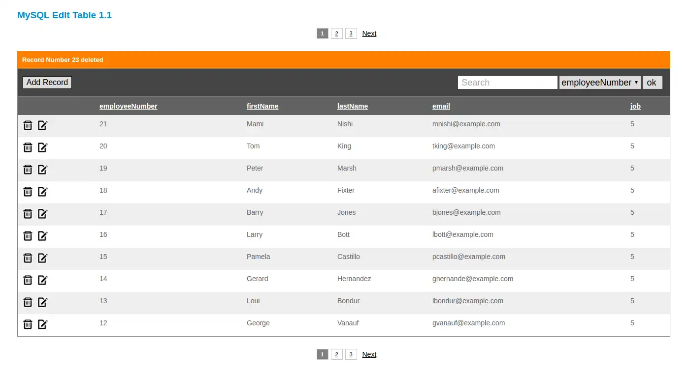 ดาวน์โหลดเครื่องมือเว็บหรือเว็บแอป MySQL Edit Table