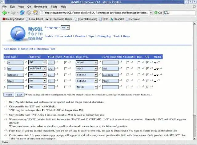 Download web tool or web app Mysql Formmaker