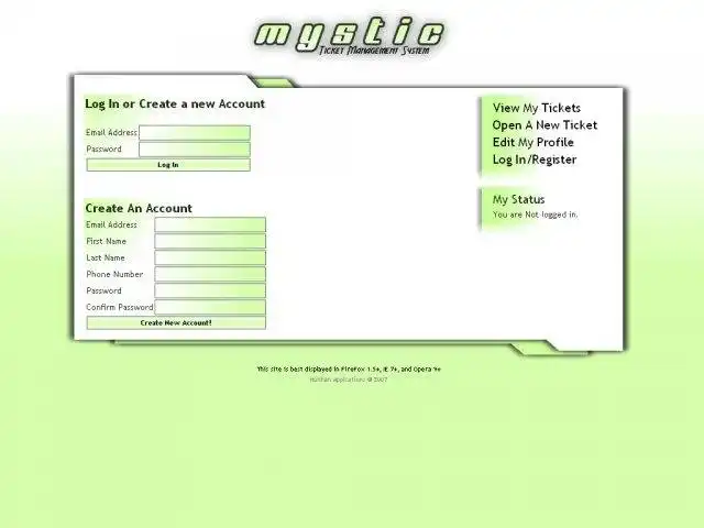 Download web tool or web app Mystic Ticket System