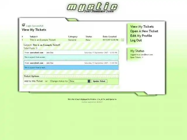 Download web tool or web app Mystic Ticket System