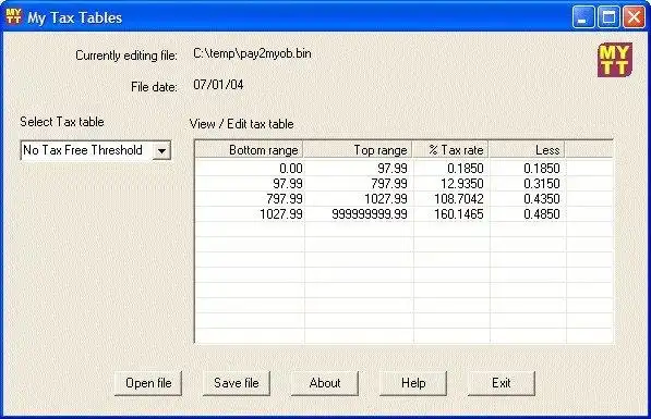 Download web tool or web app MYTaxTables