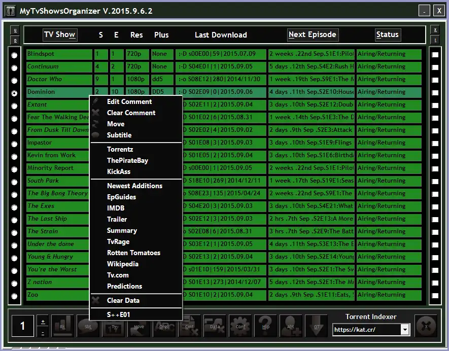 Descargue la herramienta web o la aplicación web MyTvShowOrganizer para ejecutar en Windows en línea sobre Linux en línea