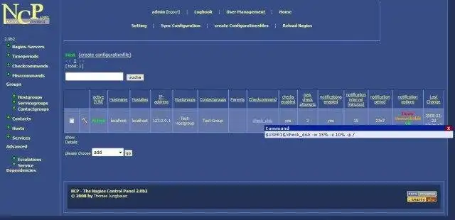 Завантажте веб-інструмент або веб-програму Nagios Control Panel