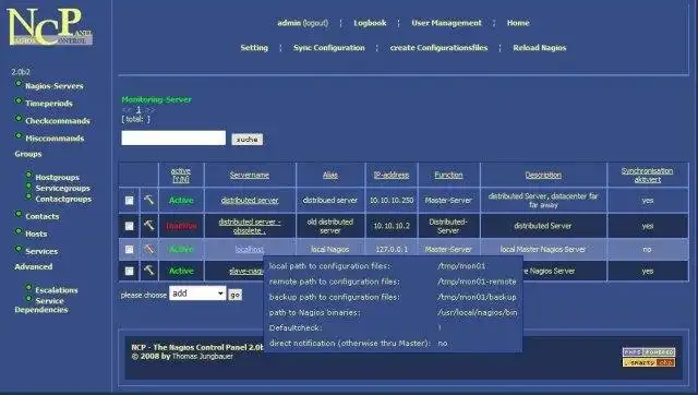 Web aracını veya web uygulamasını indirin Nagios Kontrol Paneli