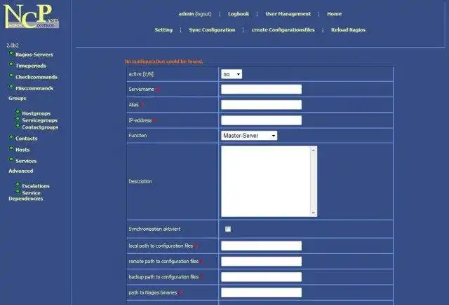Загрузите веб-инструмент или веб-приложение Панель управления Nagios