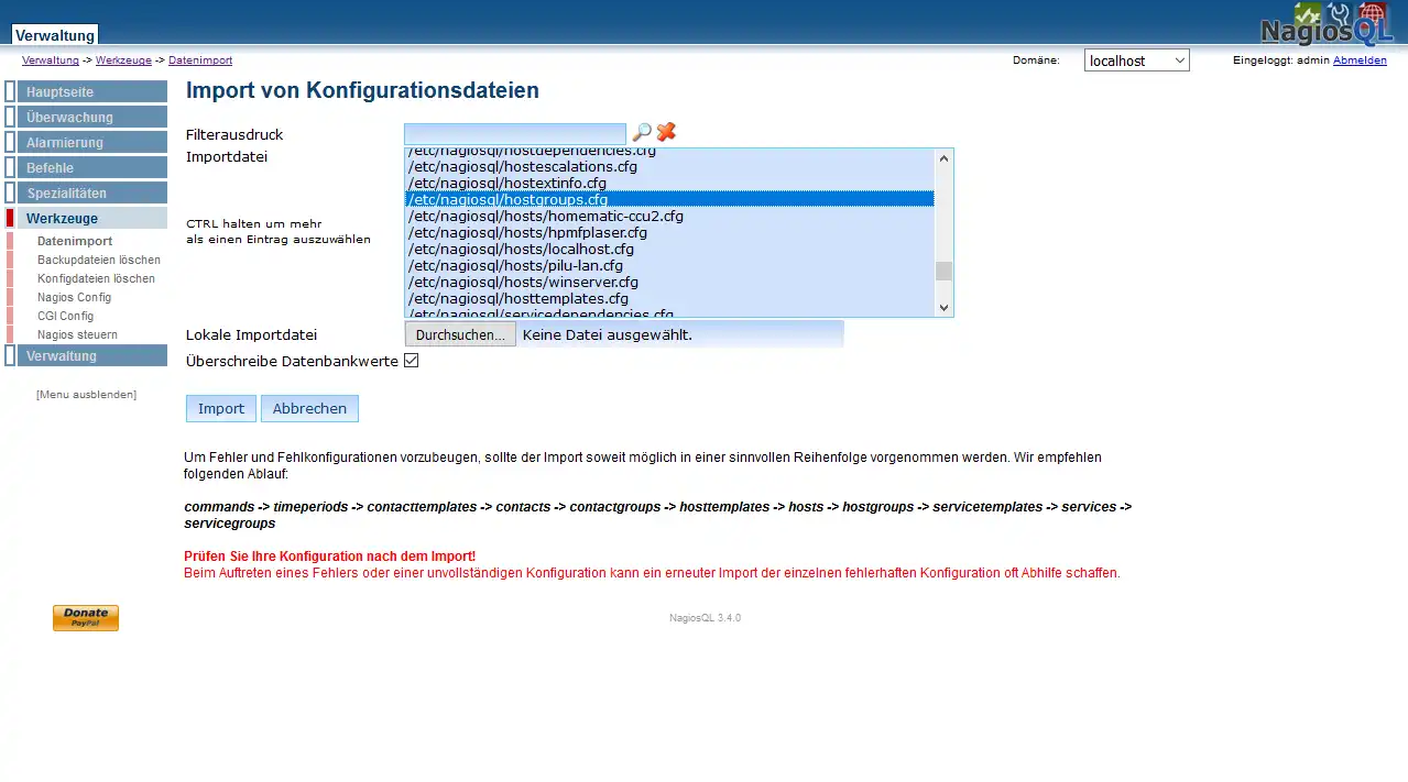 Scarica lo strumento web o l'app web NagiosQL - Strumento di configurazione Nagios