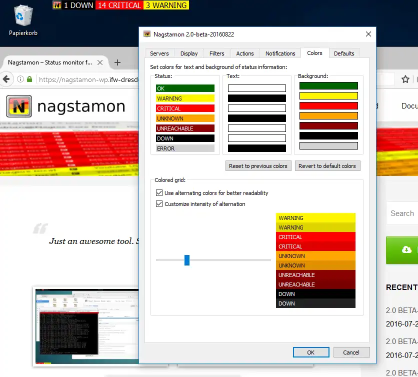 Download web tool or web app Nagstamon Nagios status monitor