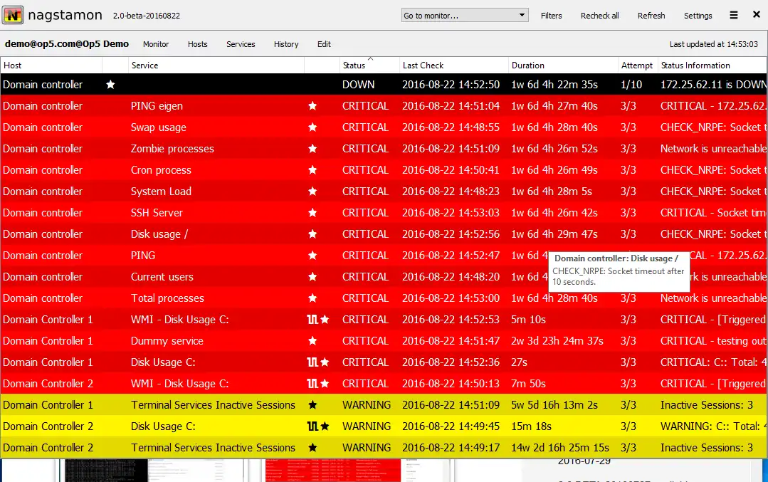 Descargue la herramienta web o la aplicación web Nagstamon Nagios status monitor