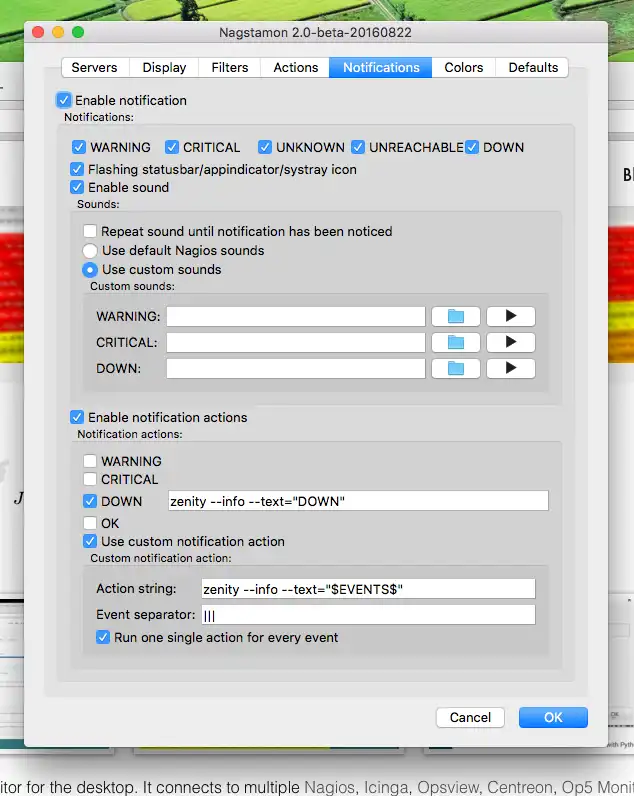 웹 도구 또는 웹 앱 다운로드 Nagstamon Nagios 상태 모니터