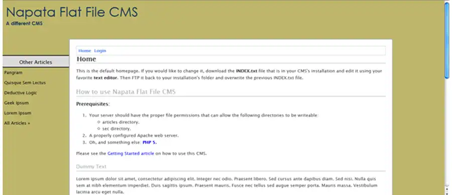 قم بتنزيل أداة الويب أو تطبيق الويب Napata Flat CMS