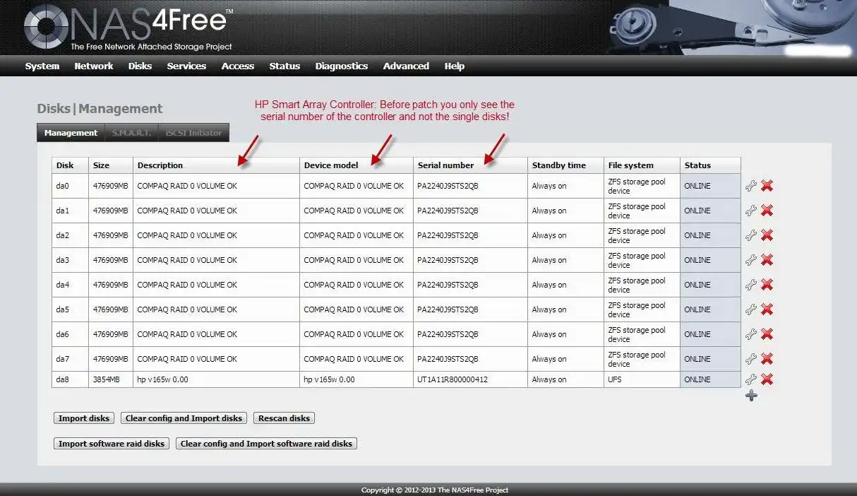 Mag-download ng web tool o web app na NAS4Free raid controller patch