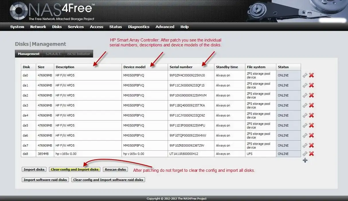 Descărcați instrumentul web sau aplicația web NAS4Free patch-ul controlerului raid