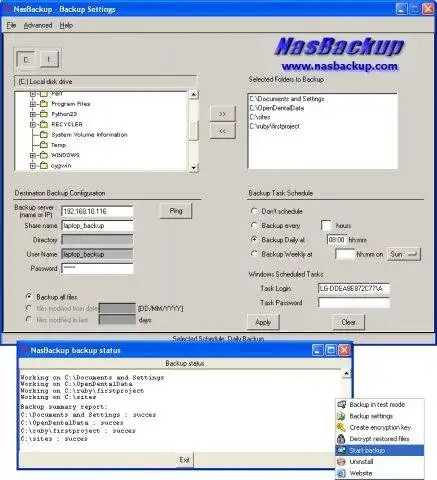 Download web tool or web app NasBackup backup to network disks