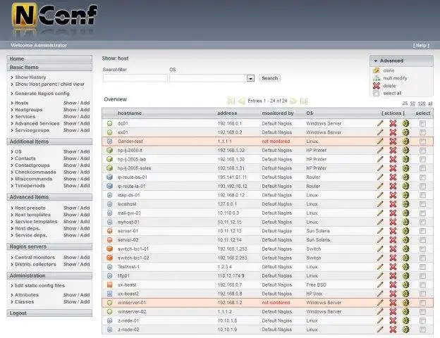 Download web tool or web app NConf - Enterprise Nagios configurator