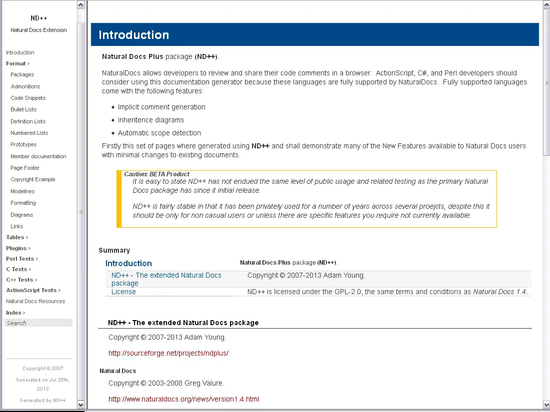 Download web tool or web app ND+ - Natural Docs Plus