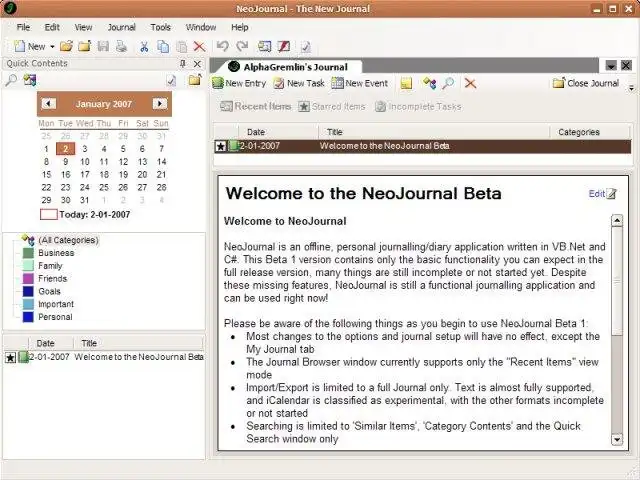 Download web tool or web app NeoJournal - The New Journal
