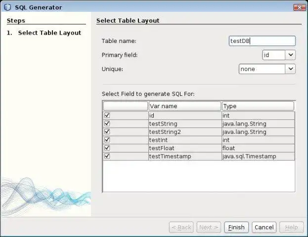 Web-Tool oder Web-App herunterladen Netbeans Java SQL Generator
