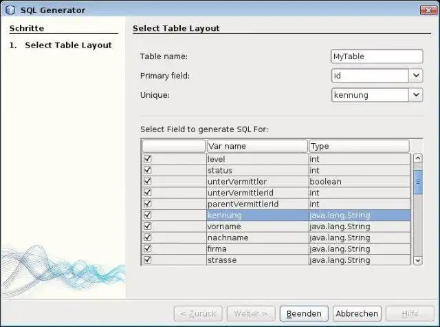 Web aracını veya web uygulamasını indirin Netbeans Java SQL Generator