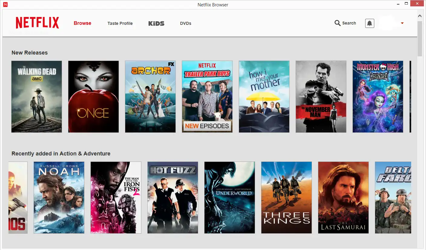 Download web tool or web app Netflix Browser