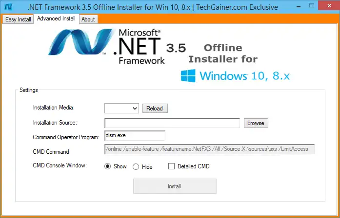 Descargue la herramienta web o la aplicación web .Net Framework 3.5 offline Installer