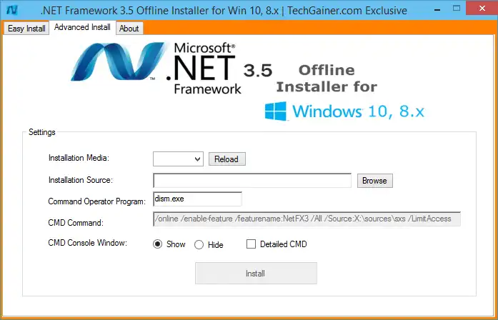 Descărcați instrumentul web sau aplicația web .Net Framework 3.5 offline Installer