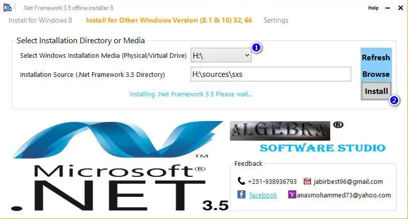 Unduh alat web atau aplikasi web. Penginstal offline Net Framework 3.5