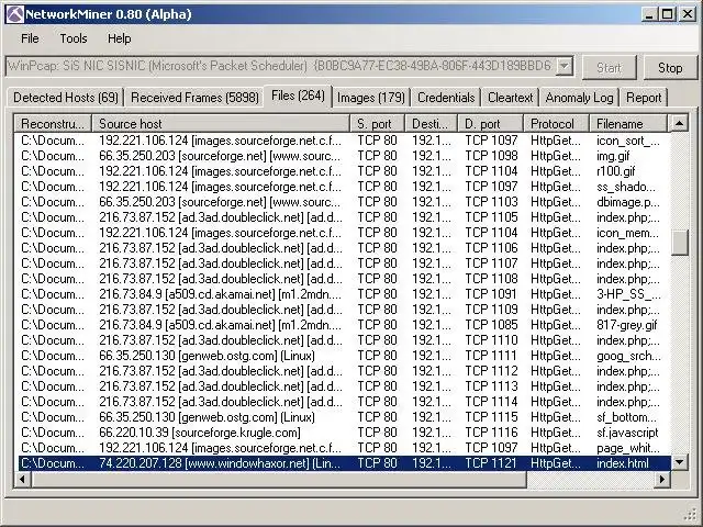 Download web tool or web app NetworkMiner packet analyzer