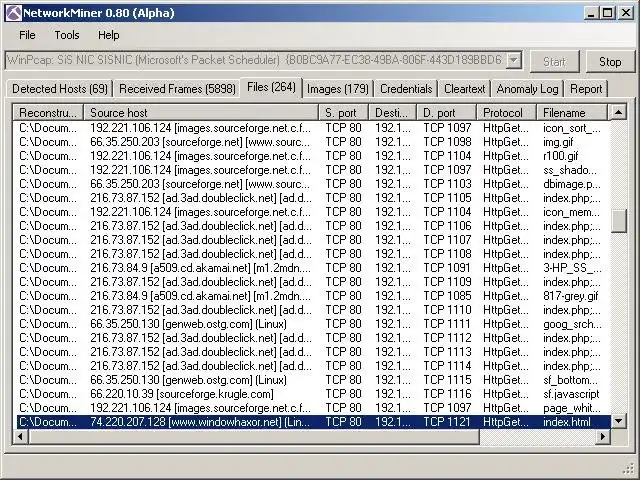 Télécharger l'outil Web ou l'application Web Analyseur de paquets NetworkMiner