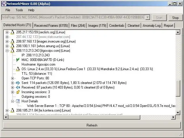 Télécharger l'outil Web ou l'application Web Analyseur de paquets NetworkMiner