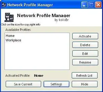 Download web tool or web app Network Profile Manager