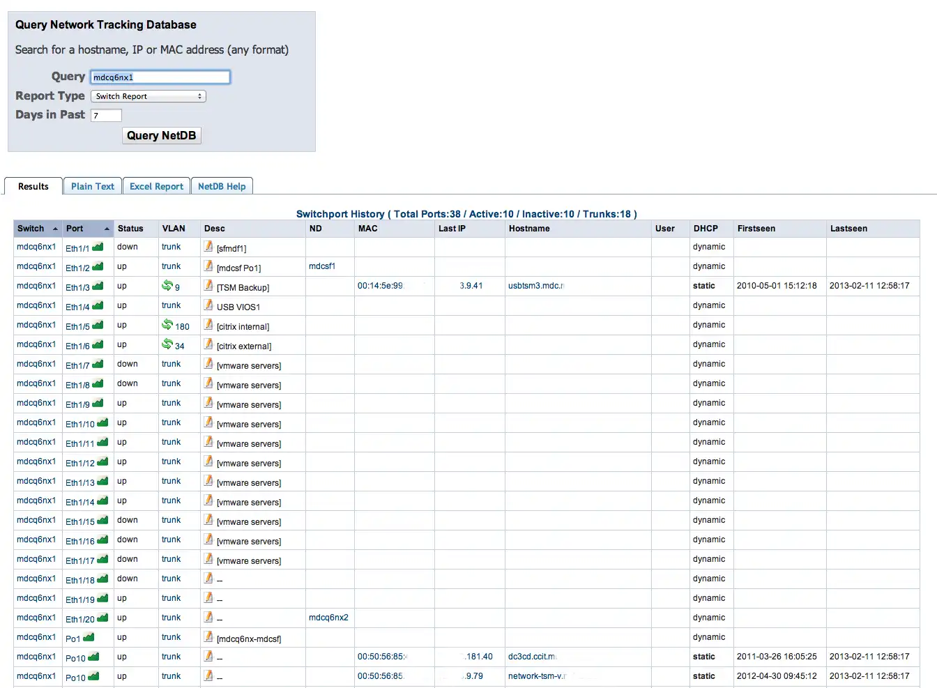 Download web tool or web app Network Tracking Database