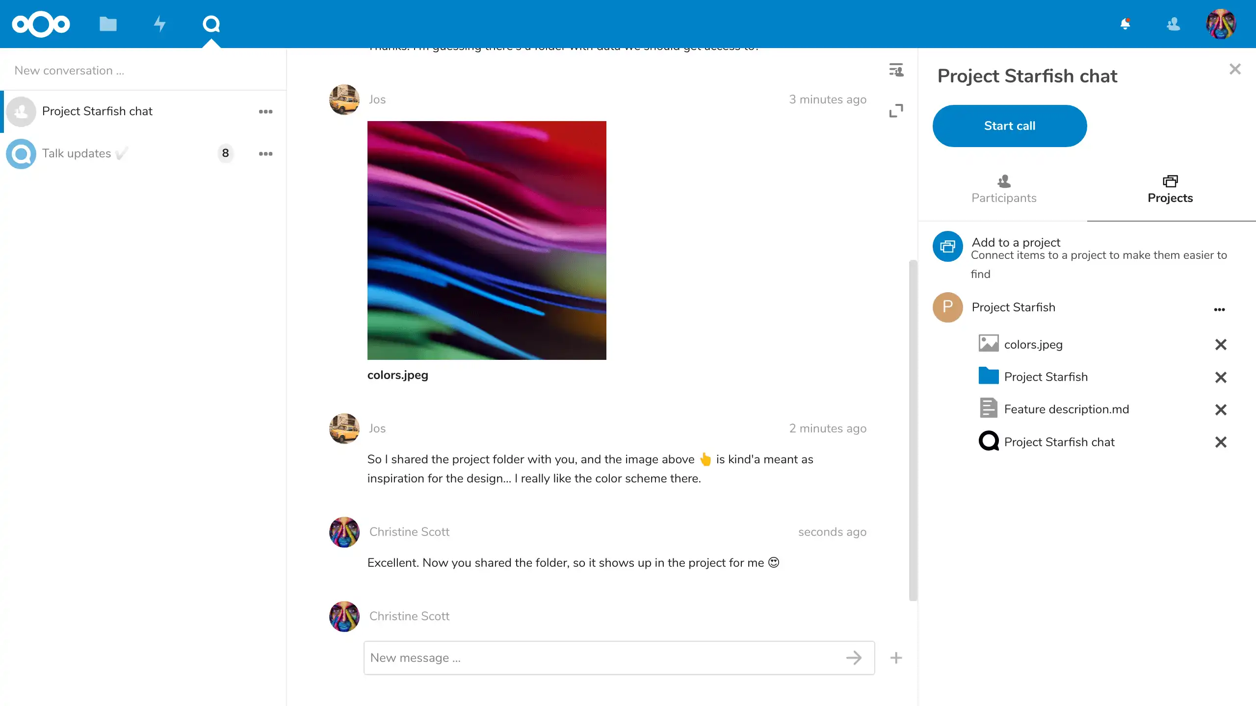 Descargue la herramienta web o la aplicación web Nextcloud Talk