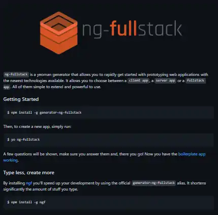 قم بتنزيل أداة الويب أو تطبيق الويب ng-fullstack
