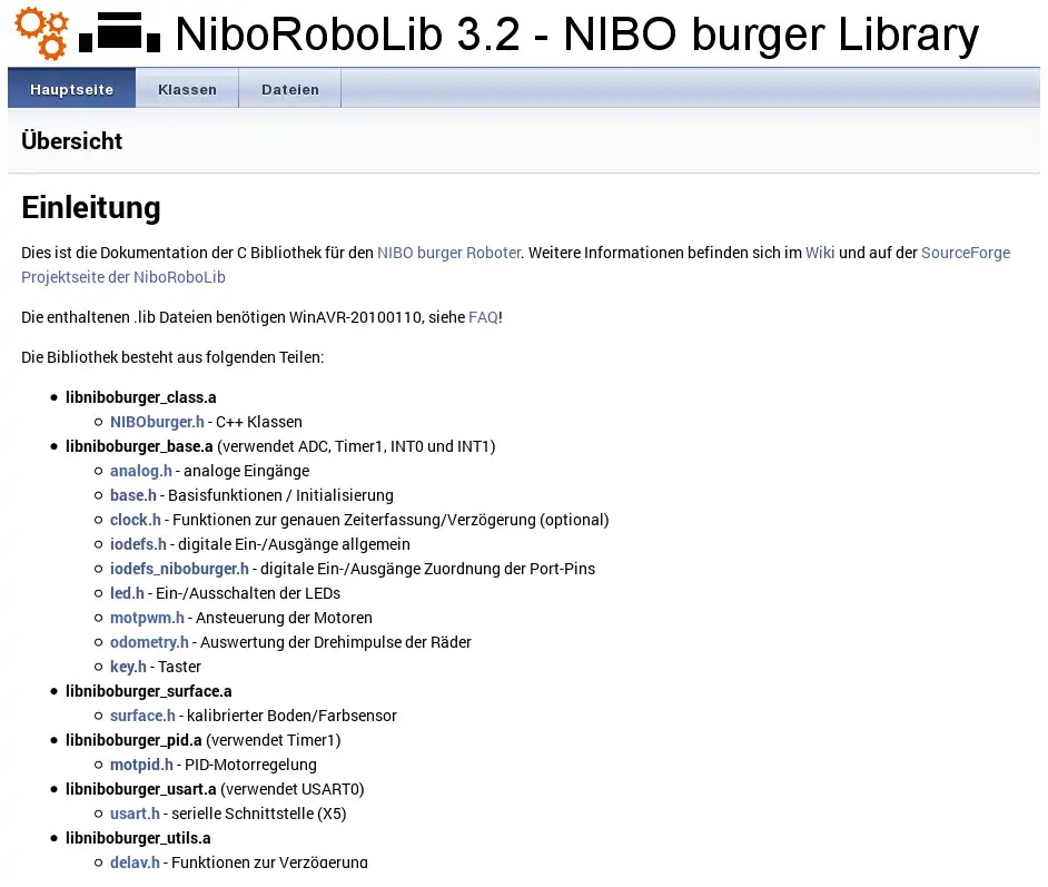 Download web tool or web app NiboRoboLib