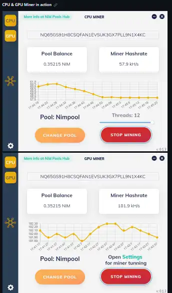 Download web tool or web app NIM Pools Hub Miner