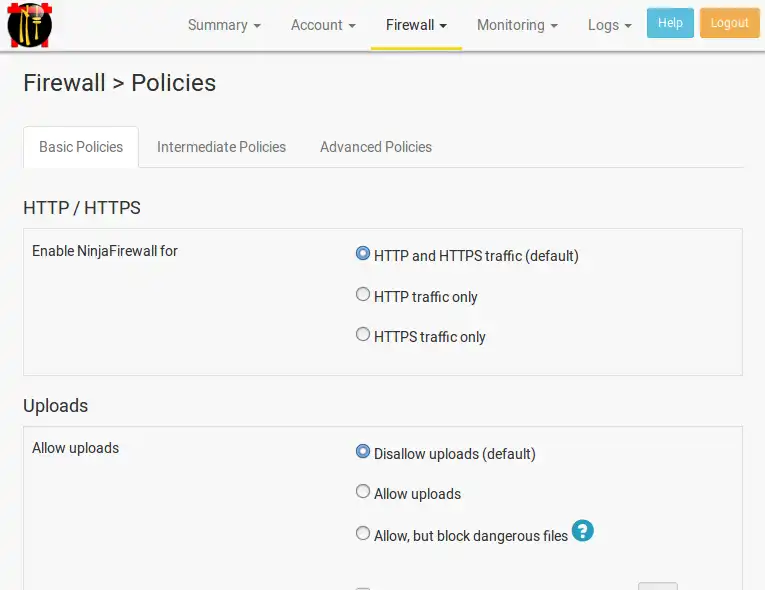Download web tool or web app NinjaFirewall