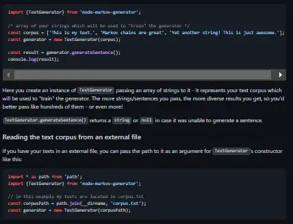 Tải xuống công cụ web hoặc ứng dụng web node-markov-generator