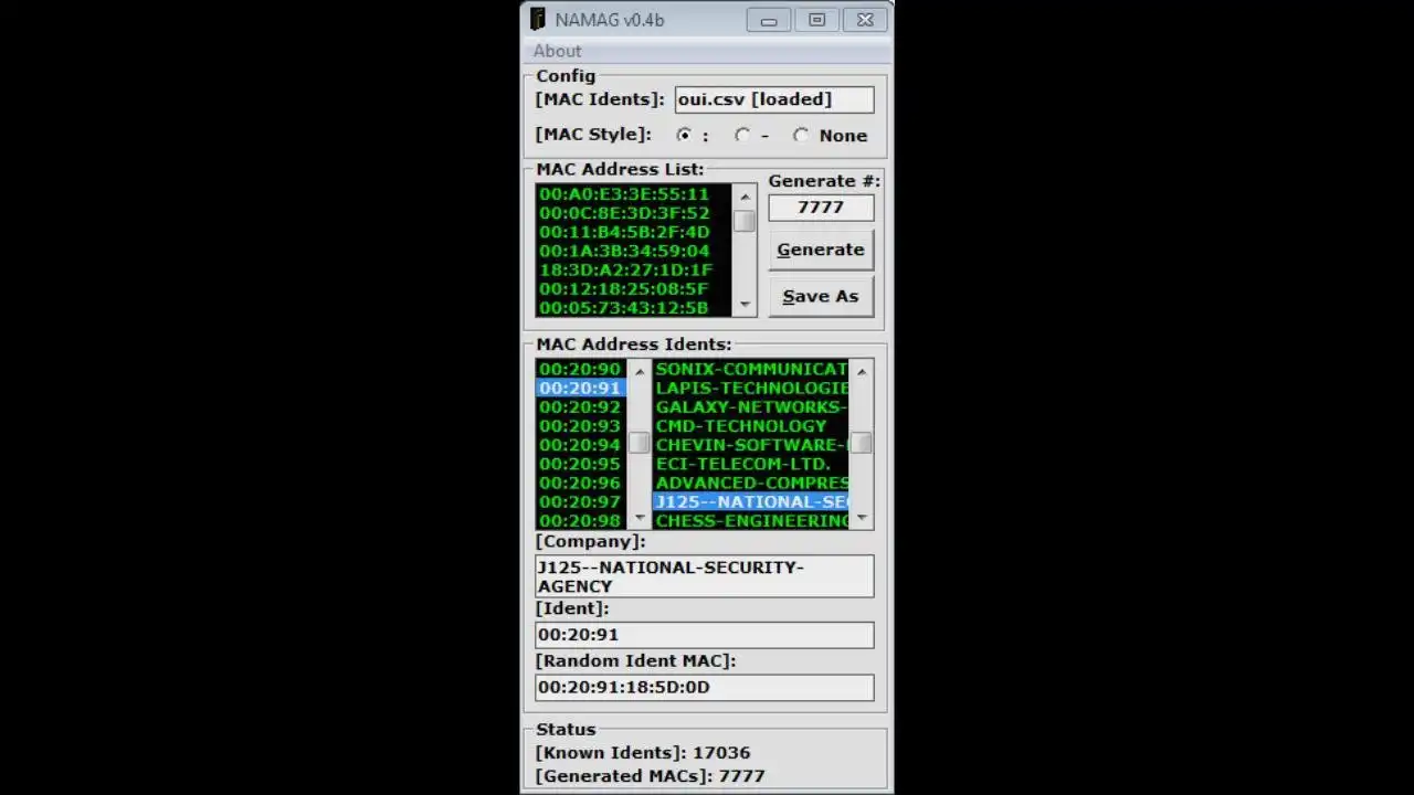 Download web tool or web app Not Another MAC Address Generator